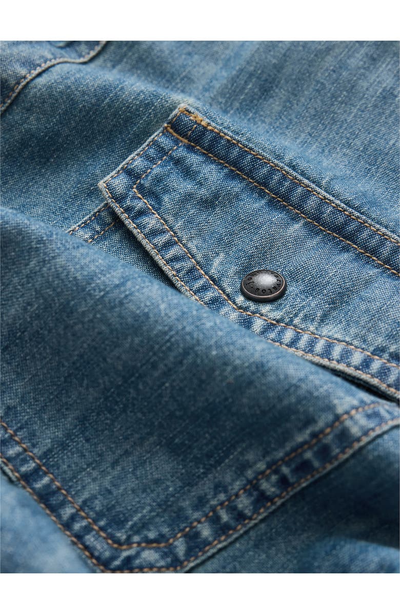 John Varvatos Otto Denim Snap-Up Western Shirt, Alternate, color, Aged Blue