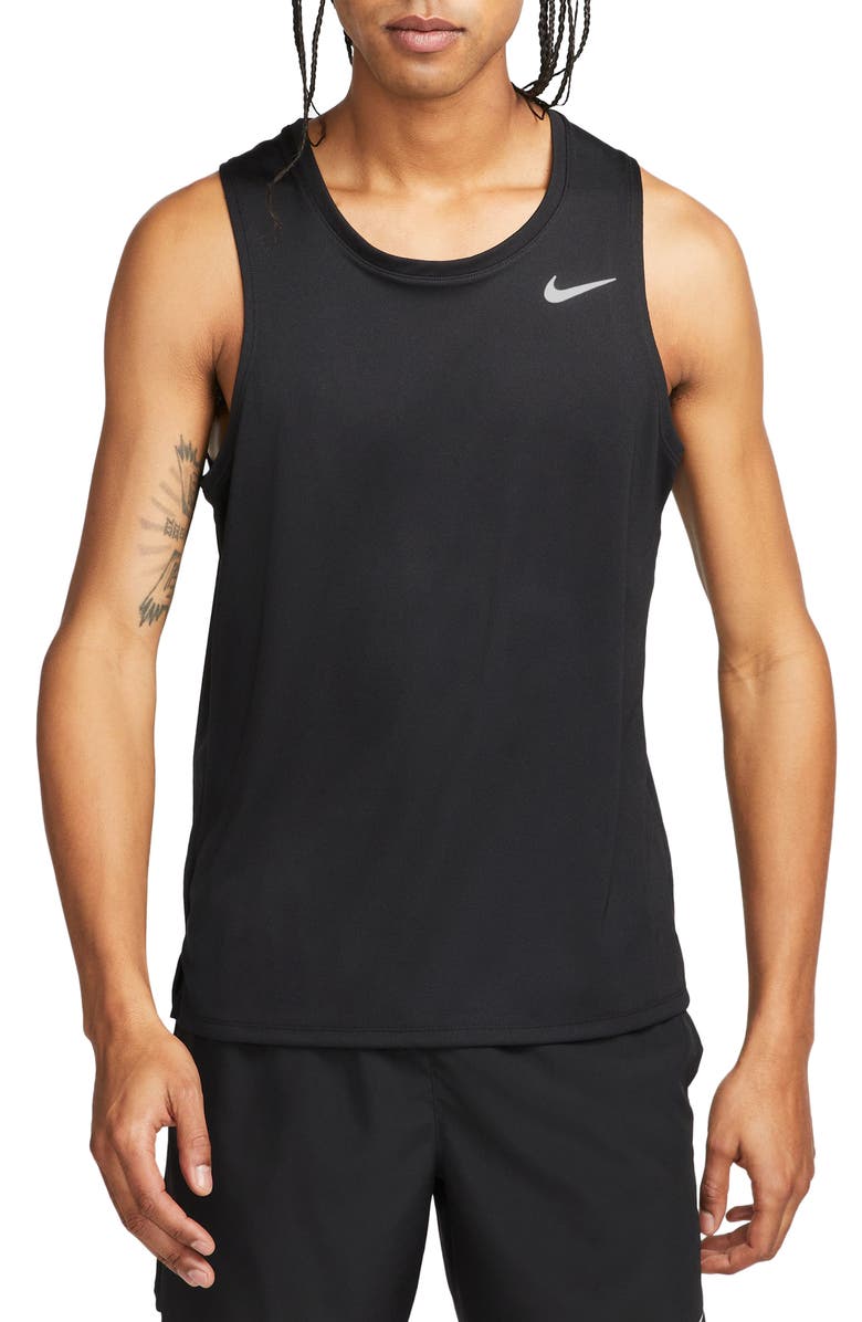 Nike Dri-FIT Running Tank, Main, color, Black/ Reflective Silver