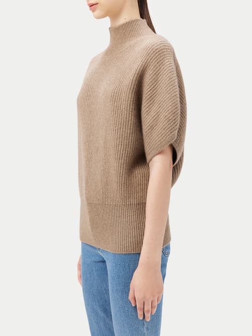 Gobi Mongolian Cashmere Organic Color Cashmere Short-sleeve Turtleneck In Taupe