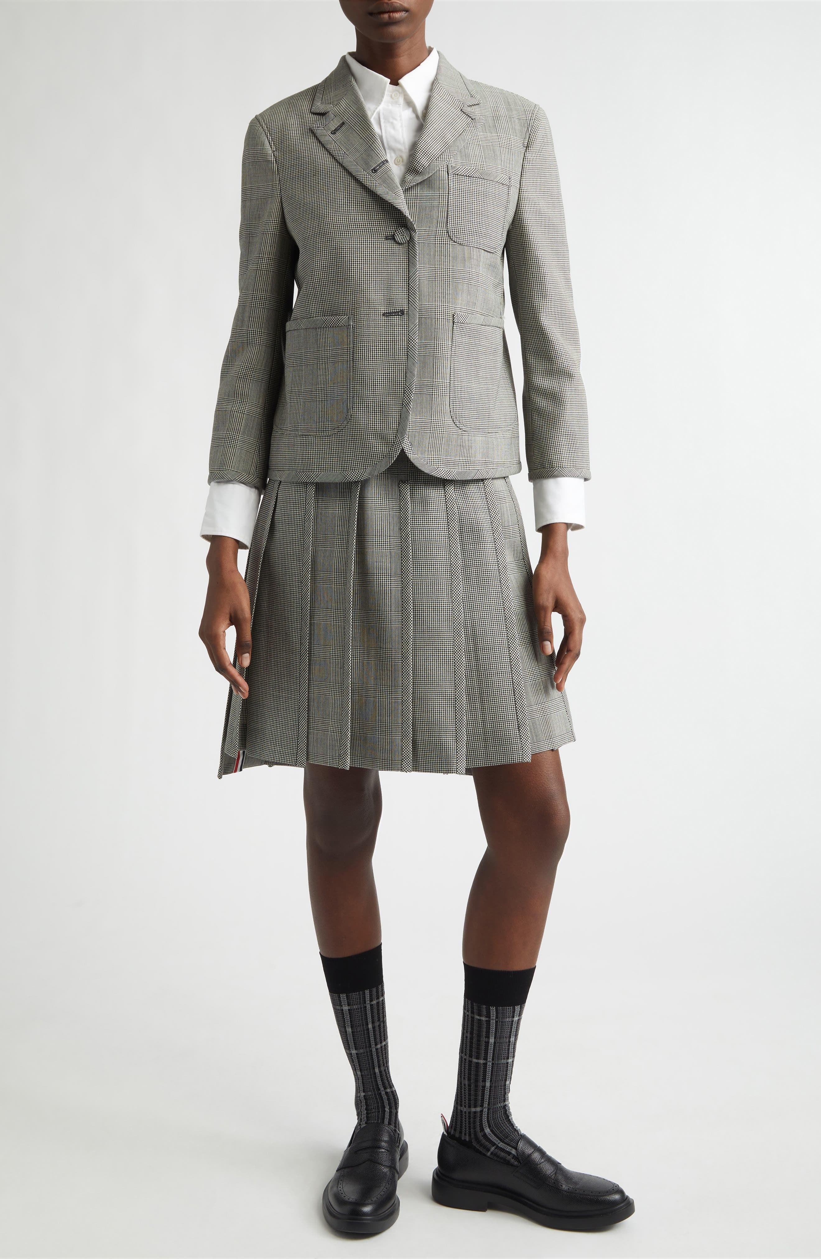 Glen Plaid Pleated Wool Skirt - image 2