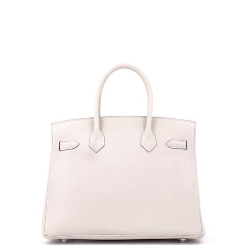 Pre-owned Hermes  Hermes Birkin Handbag Light Clemence With Palladium Hardware 30 In White