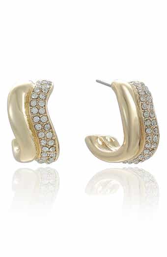 Cubic Zirconia Curve Hoop Earrings