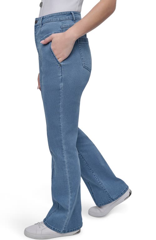 Dkny Seam Front Kick Flare Jeans In Bleecker Wash
