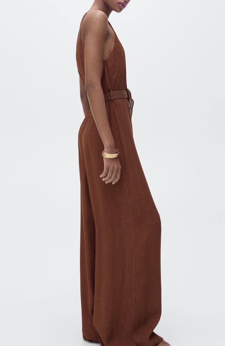 MANGO Belted Wide Leg Jumpsuit, Alternate, color, 