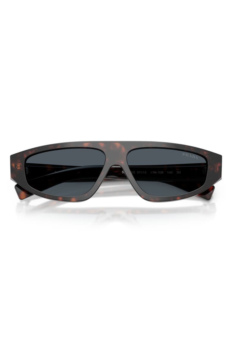Prada 57mm Irregular Sunglasses, Alternate, color, Root Havana / Dark Grey
