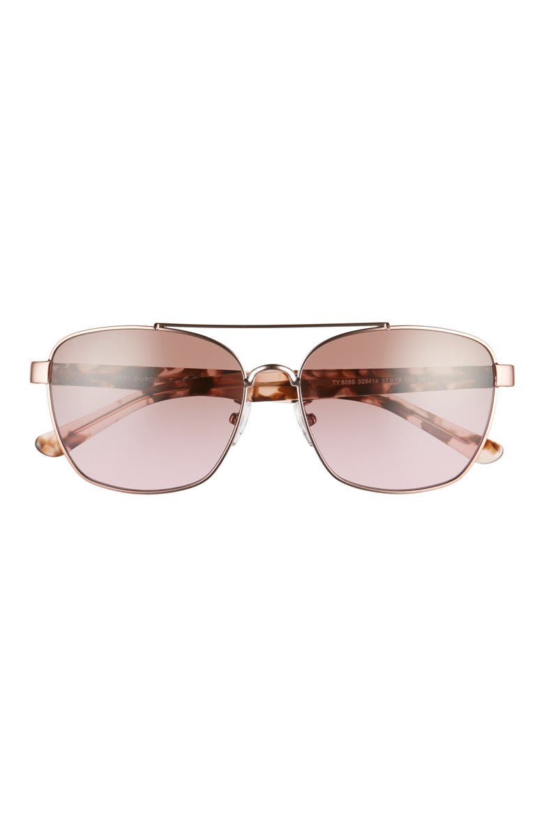 57mm Gradient Navigator Sunglasses, Main, color, ROSE GOLD/ VIOLET BROWN GRAD