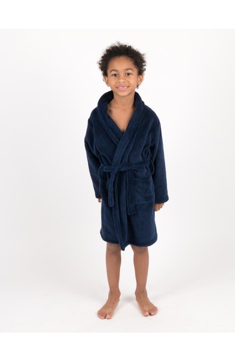 Leveret Kids Fleece Robe, Shawl Collar, Solid Colors, Main, color, Navy
