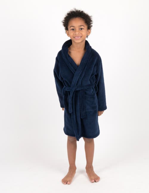 Leveret Kids Fleece Robe, Shawl Collar, Solid Colors In Blue
