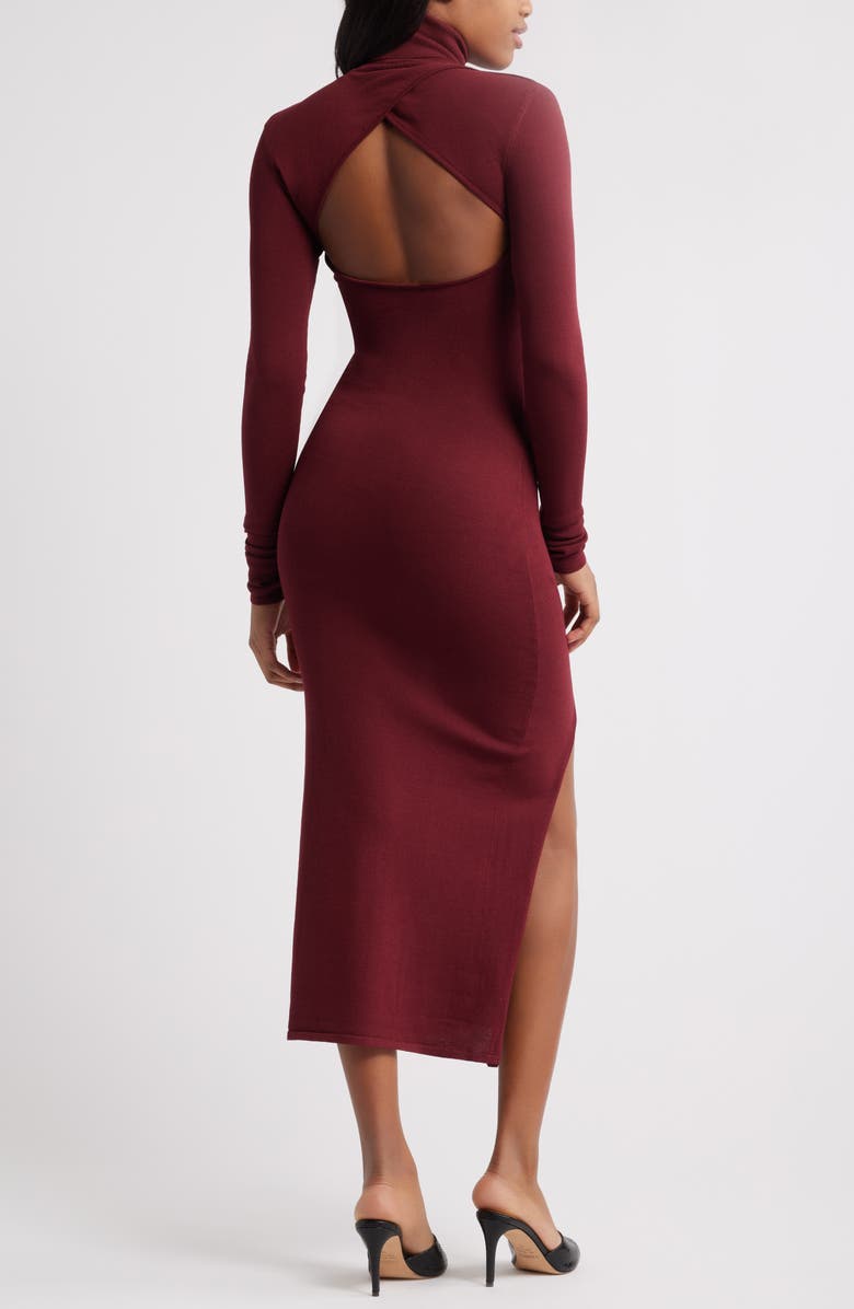 Mistress Rocks Cutout Long Sleeve Sweater Dress, Alternate, color, Dark Cherry