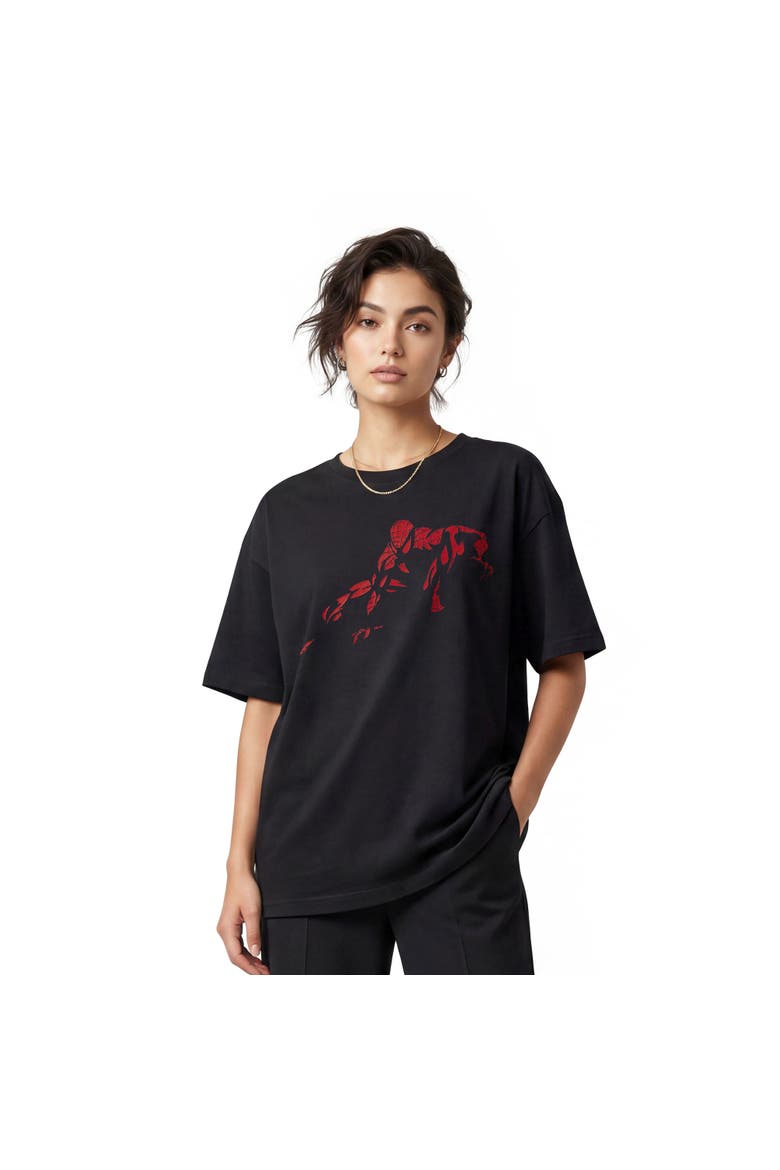Women's Marvel Spider-Man Vintage Red Wraith Shadow Pose  Graphic T-Shirt, Main, color, Black