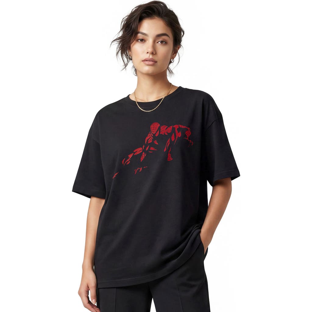 Marvel: Spider-man Marvel Spider-man Vintage Red Wraith Shadow Pose Graphic T-shirt In Black