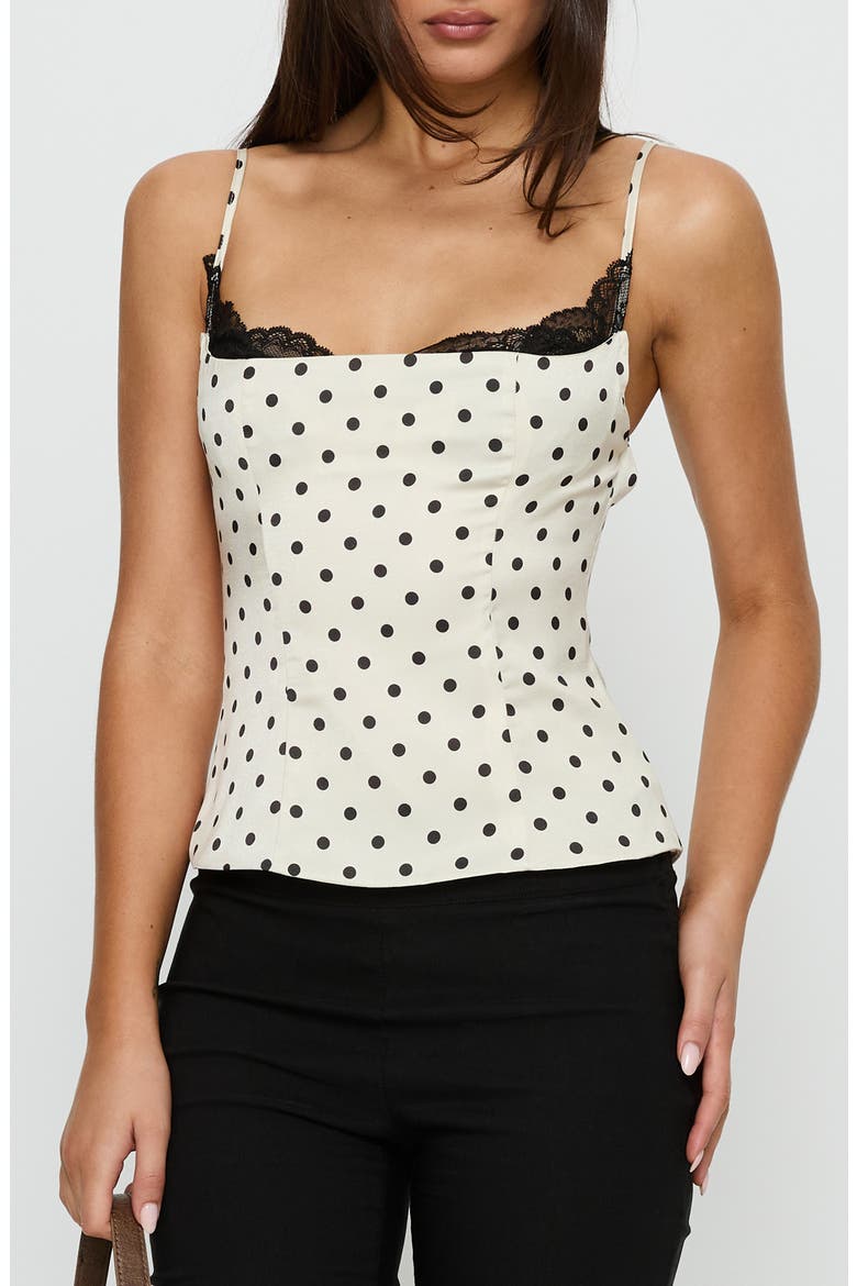Renaissance Mixed Media Corset Top, Main, color, WHITE POLKA
