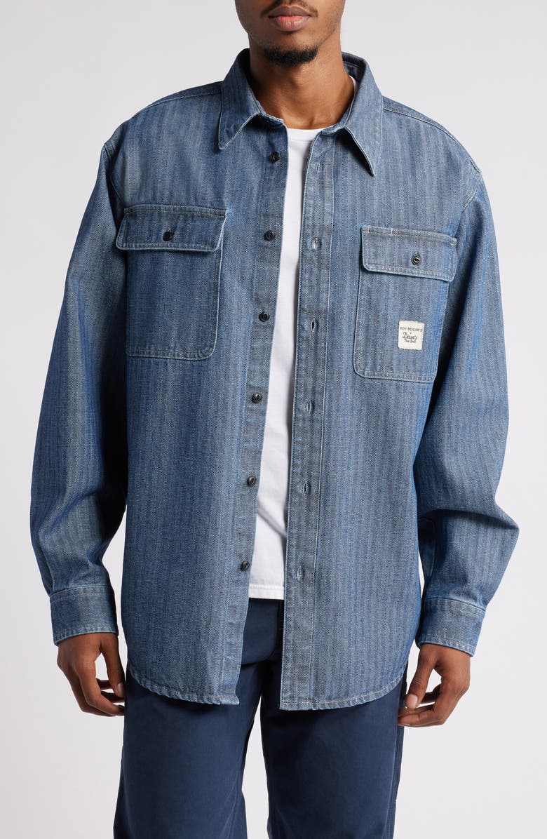 Roy Rogers x Dave's New York Time Off Shirt Jacket, Main, color, Recycled Indigo Chevronrinse