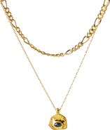 Classicharms Aria Gemstone Pendant Necklace and Figaro Chain Layering Set