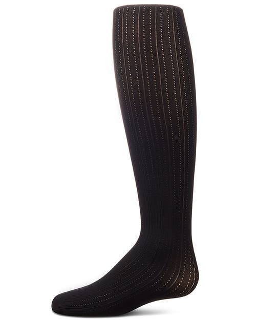 Memoi Kids' Railroad Pointelle Nylon Tights In Black