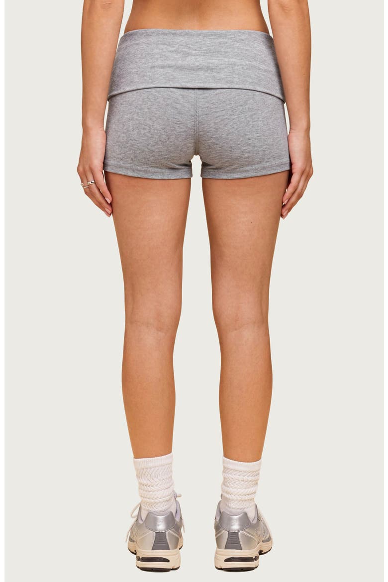 Audrea Foldover Stretch Cotton Bike Shorts, Alternate, color, DARK-GRAY-MELANGE