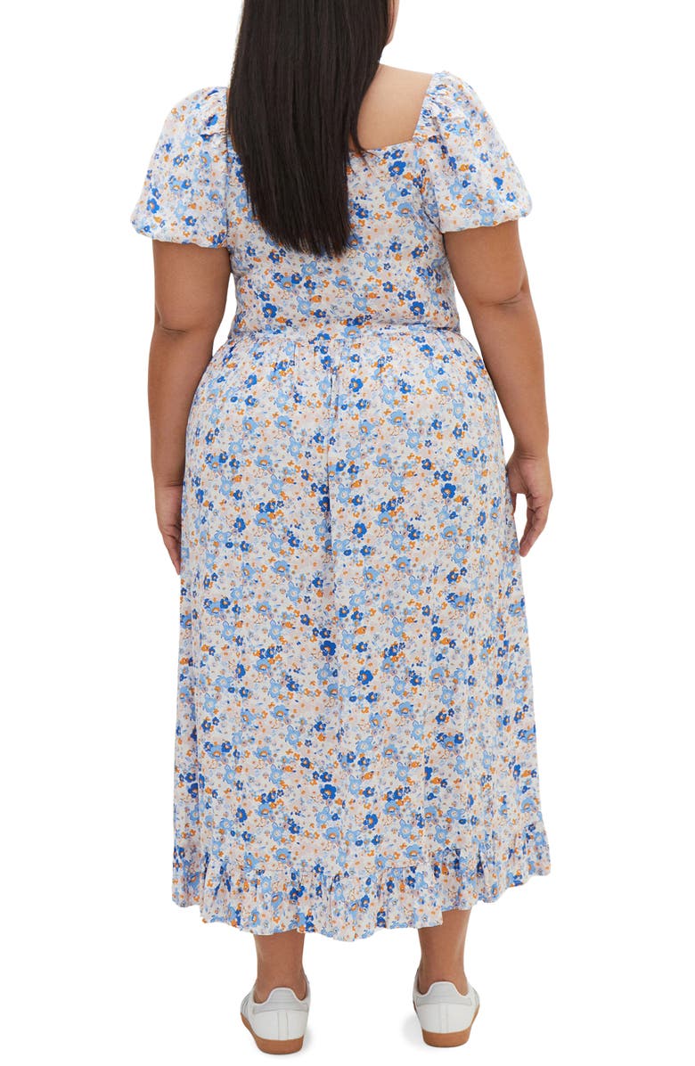 City Chic Emie Print Midi Dress, Alternate, color, Bluebell