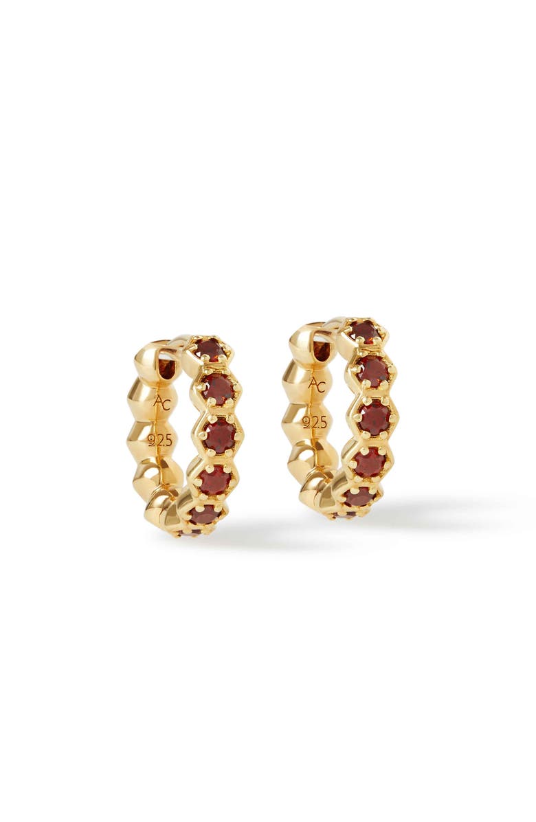 Astley Clarke Gold Deco Red Garnet & Red Sapphire Huggie Earrings, Main, color, Gold