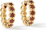Astley Clarke Gold Deco Red Garnet & Red Sapphire Huggie Earrings
