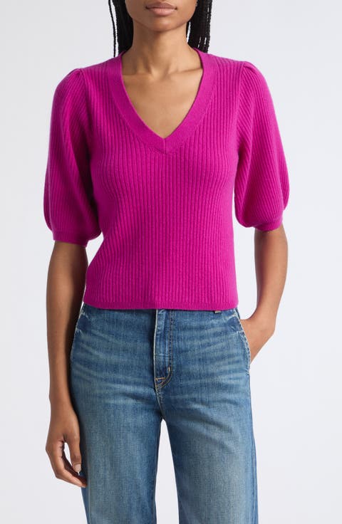 Cassidee Puff Sleeve Cashmere Sweater