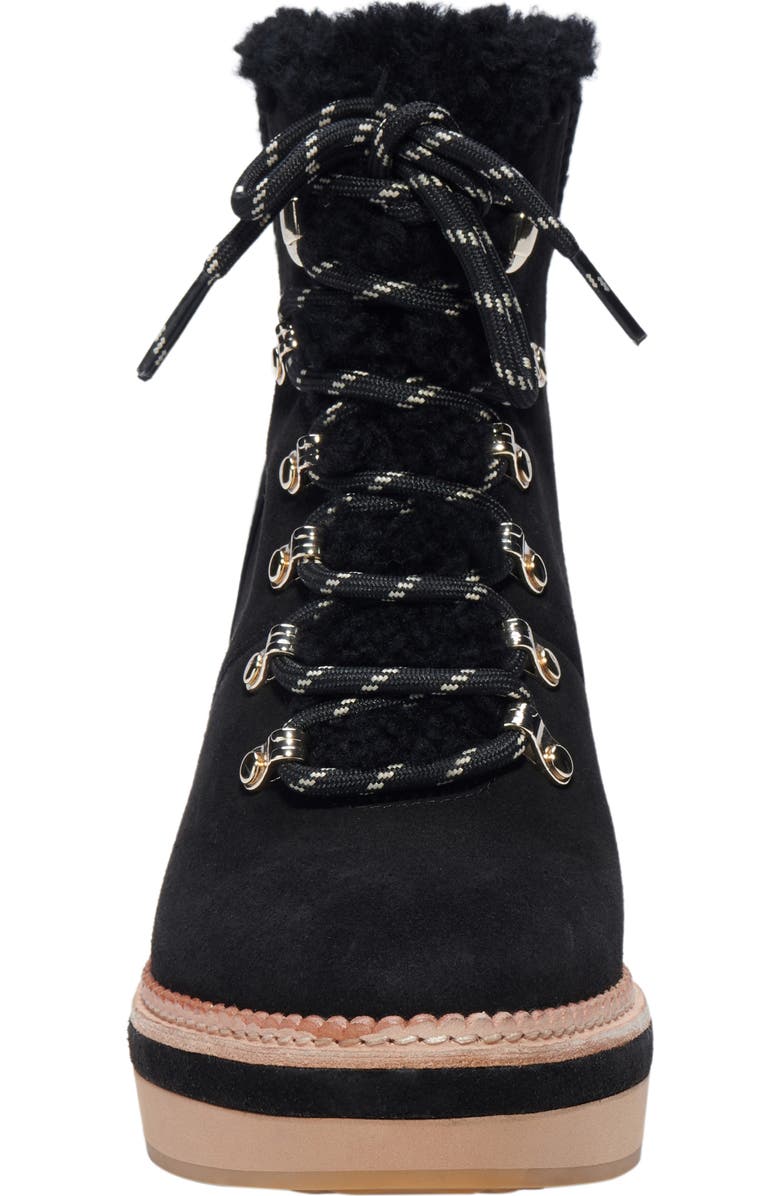 Kate Spade New York willow genuine shearling wedge bootie, Alternate, color, Black