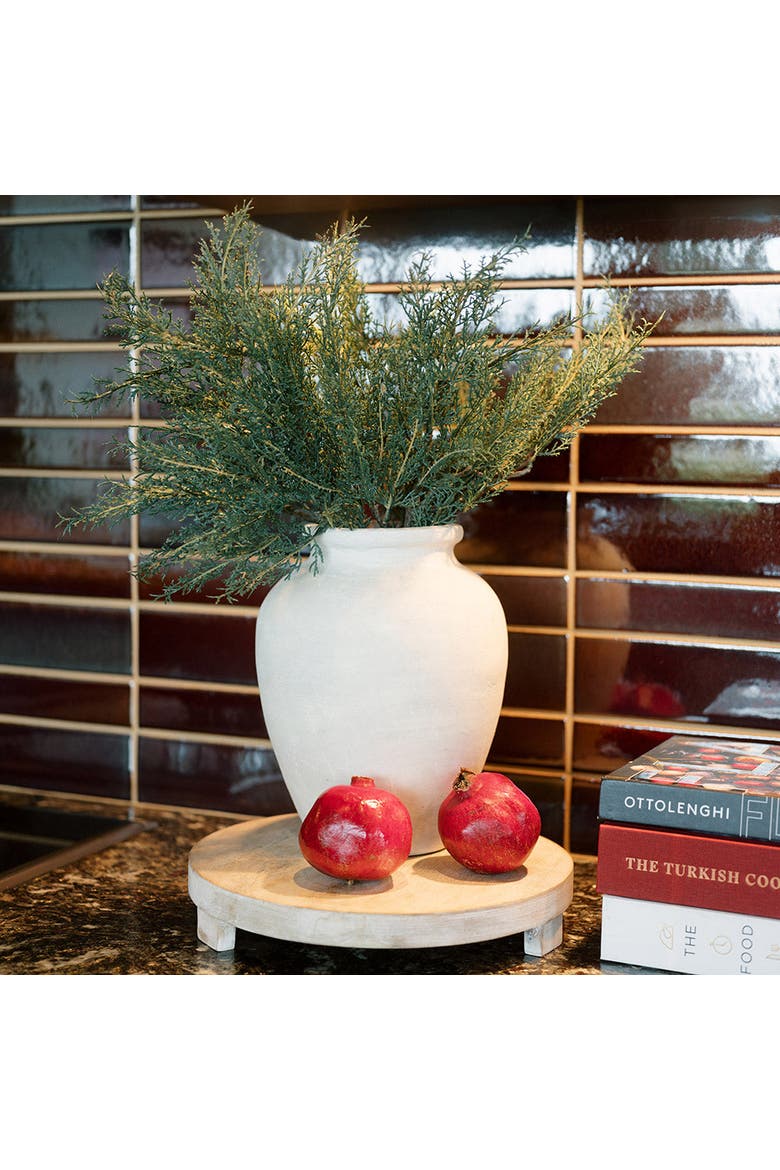 20" Faux Evergreen Cedar Branch, Alternate, color, Green