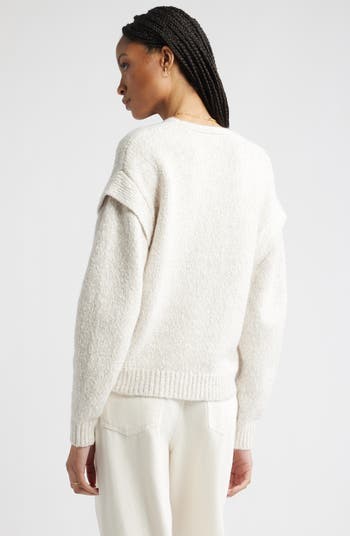 Marled Cotton & Wool Blend V-Neck Sweater
