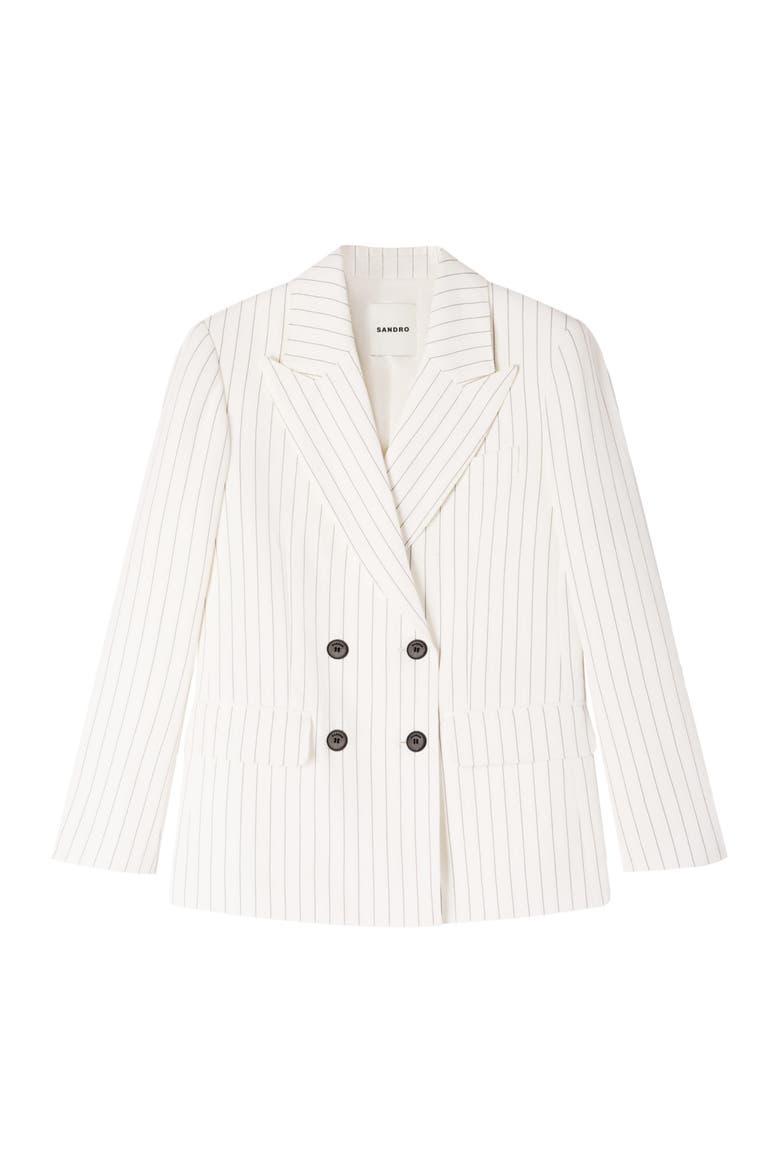 Striped suit jacket, Alternate, color, Ecru / black