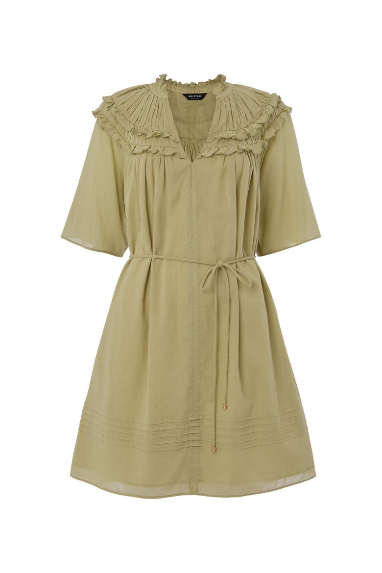 Short Sleeve Cotton Frill Mini Dress, Alternate, color, Khaki