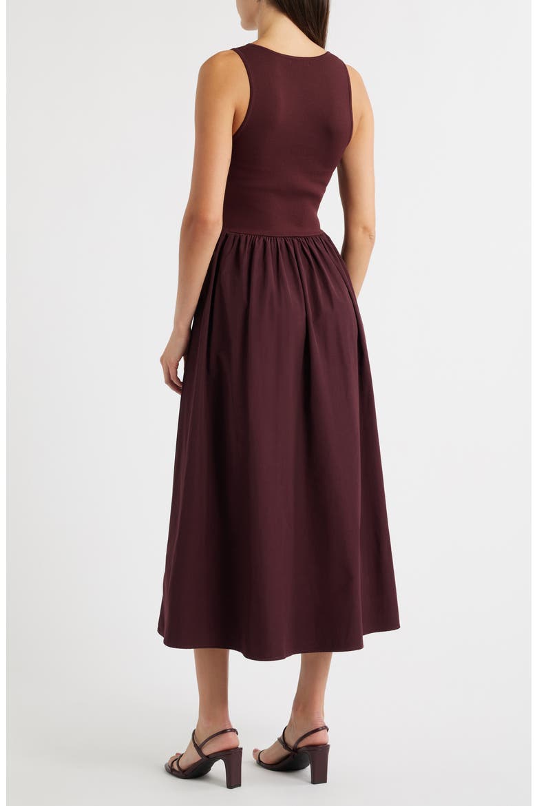 Sleeveless Mixed Media Fit & Flare Midi Dress, Alternate, color, OXBLOOD