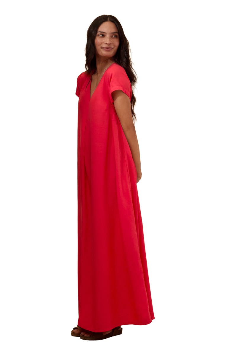 Celtic & Co. Cap Sleeve V-Neck Swing Maxi Dress, Alternate, color, Tulip