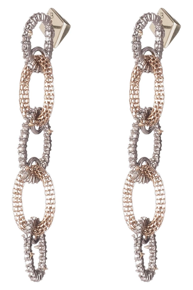 Crystal Encrusted Chain Drop Earrings, Alternate, color, TWO TONE