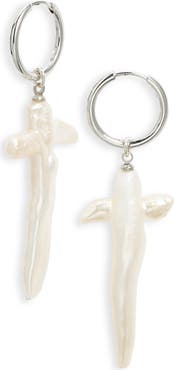 Child of Wild Esther Freshwater Pearl Cross Earrings