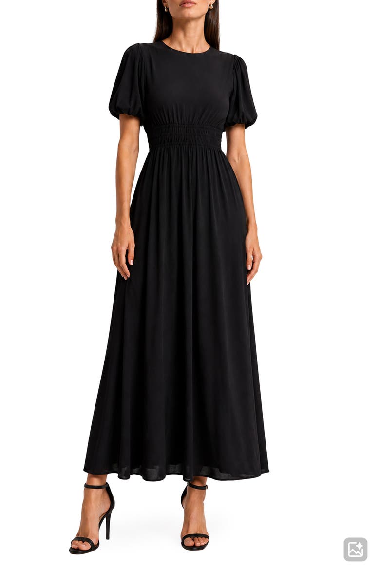 Ophelia Puff Sleeve Maxi Dress, Main, color, BLACK