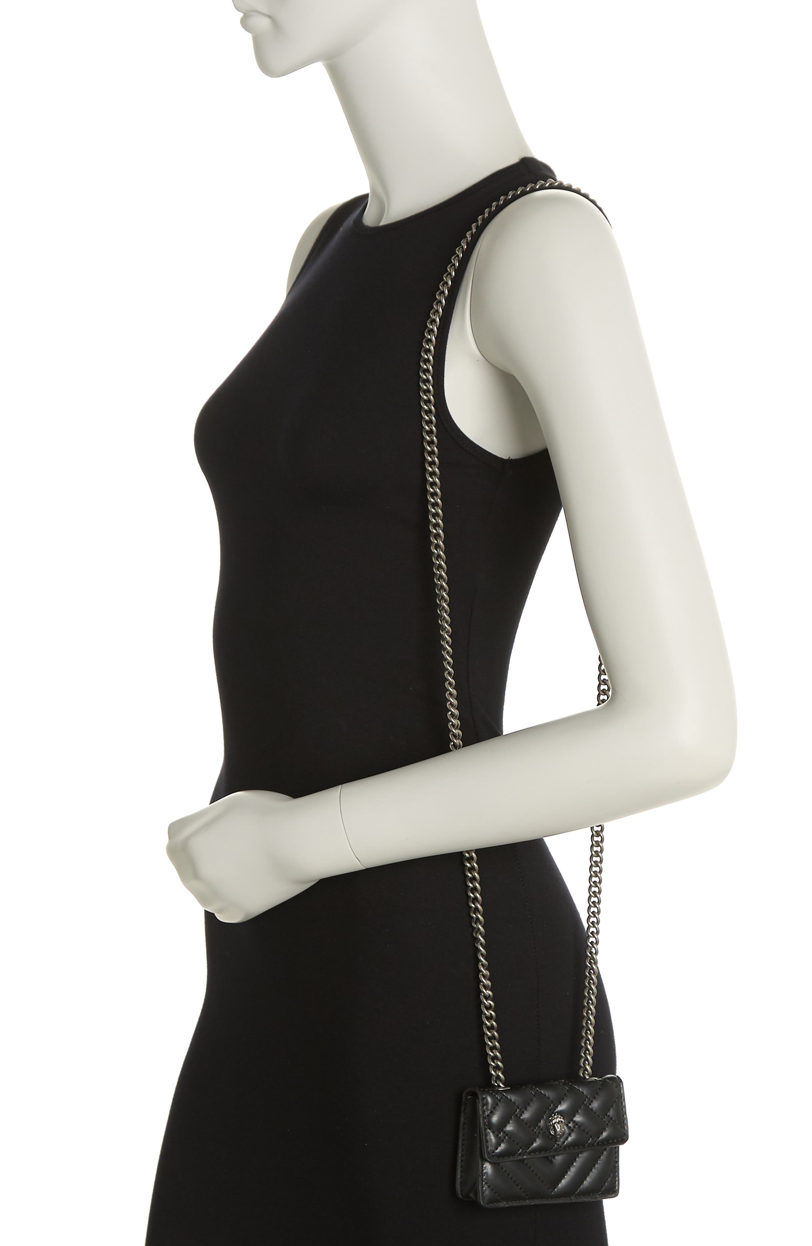 Kurt Geiger London Micro Kensington Faux Leather Crossbody Bag, Alternate, color, Black