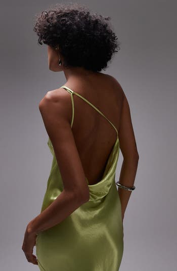 One-Shoulder Satin Maxi Dress