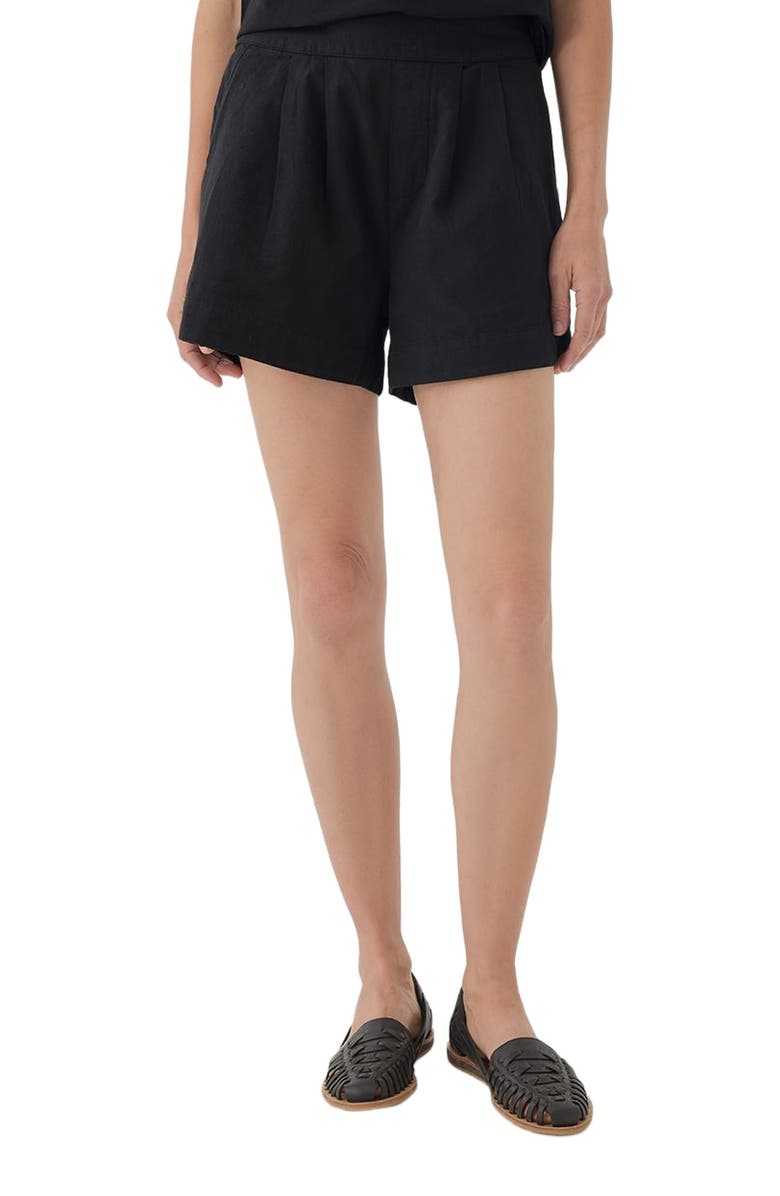 Pact Canopy Linen High-Waisted Short Made with Organic Cotton, Alternate, color, Black