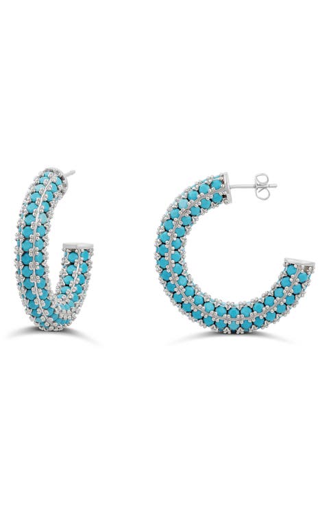 Colored Crystal Pavé Hoop Earrings