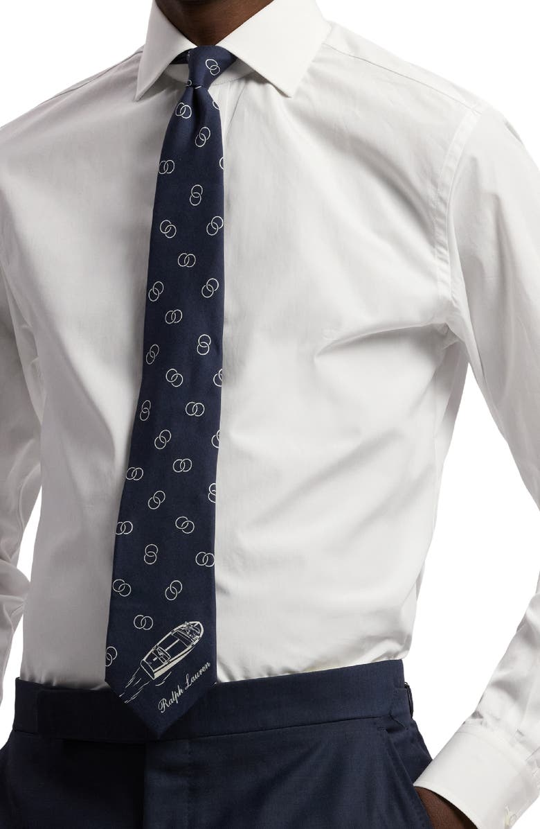 Ralph Lauren Purple Label Boat Scenic Silk Tie, Alternate, color, Navy