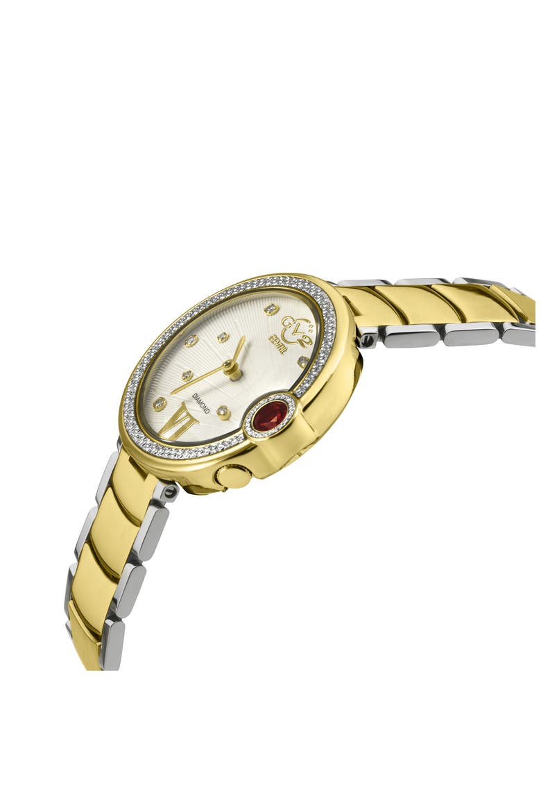 Peruga Diamond Bracelet Watch, Alternate, color, TWO-TONE SILVER/ GOLD