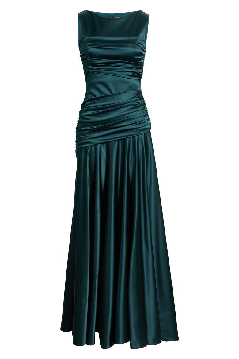 Raula Ruched Satin Gown, Alternate, color, 549E SHERWOOD