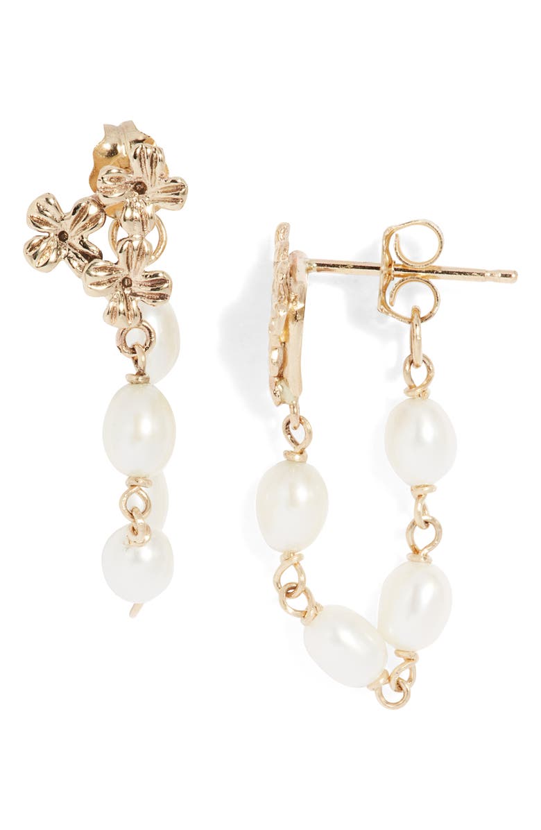 Poppy Finch Blossom Keshi Pearl Wraparound Hoop Earrings, Main, color, 14K Yellow Gold
