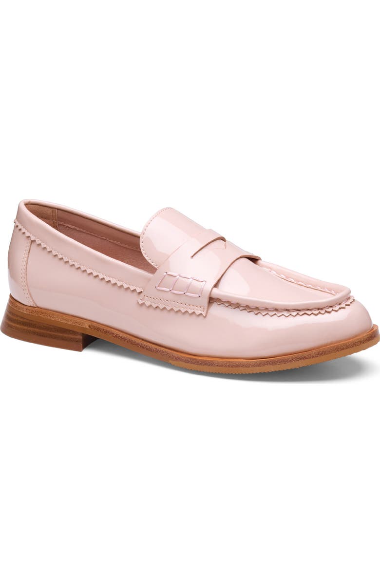 Johnston & Murphy Gillian Patent Leather Penny Loafer, Main, color, Blush Patent Leather