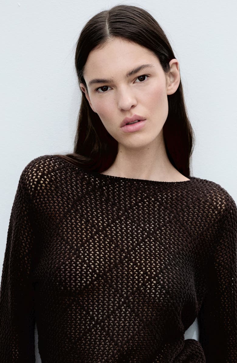 MANGO Open Stitch Cotton Blend Sweater, Alternate, color,