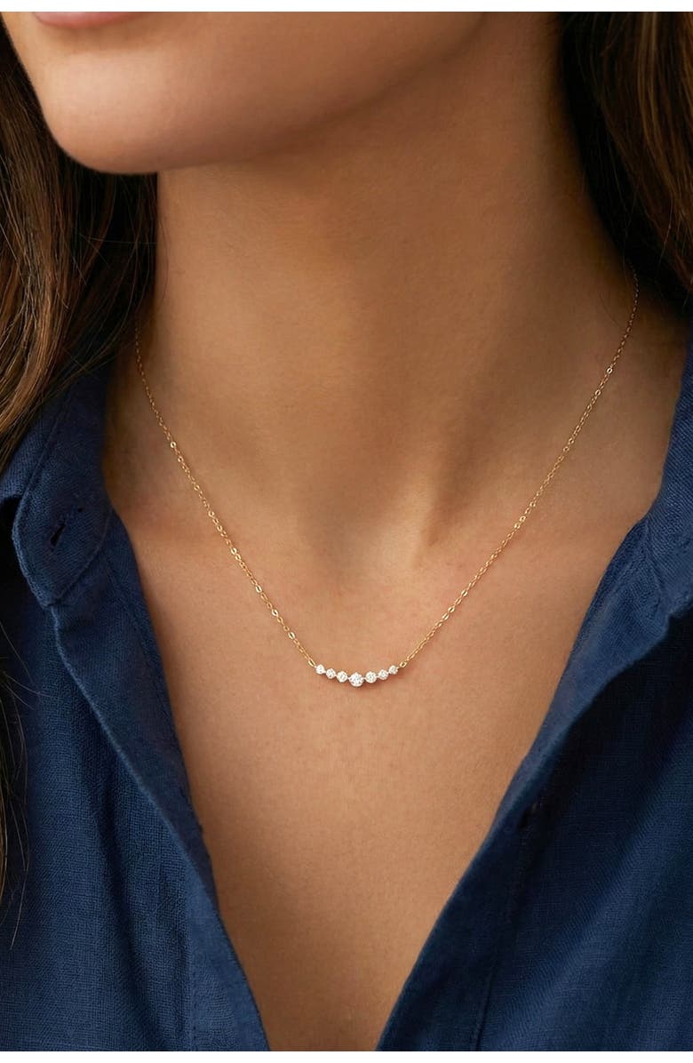 Mint & Lily Classic Arc Cubic Zirconia Necklace, Alternate, color, 18K Gold Over Sterling Silver