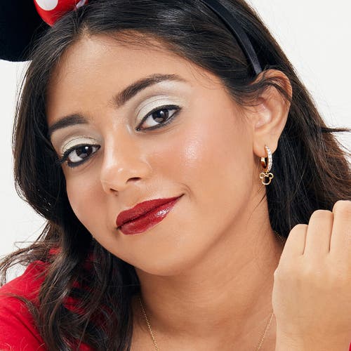 Disney Mickey Mouse Cubic Zirconia Hoop Earrings In Gold