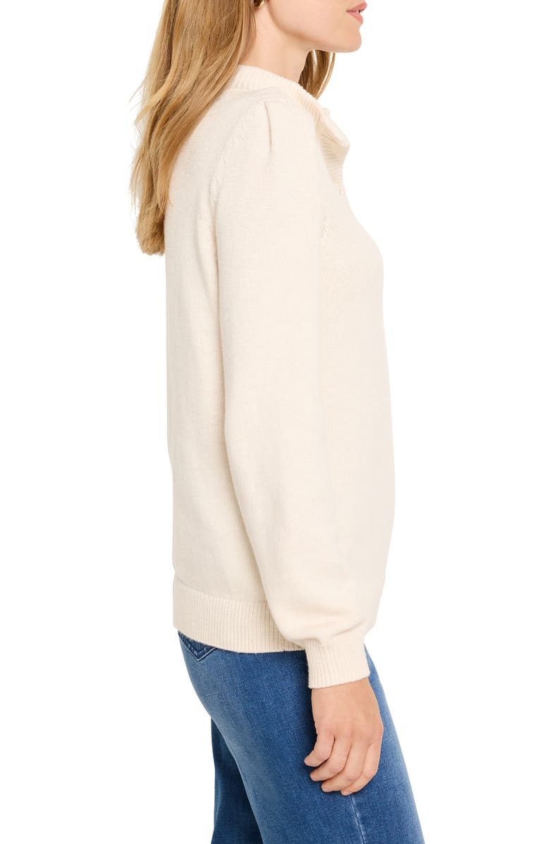 NIC+ZOE Cotton Blend Henley Sweater, Alternate, color, Classic Cream