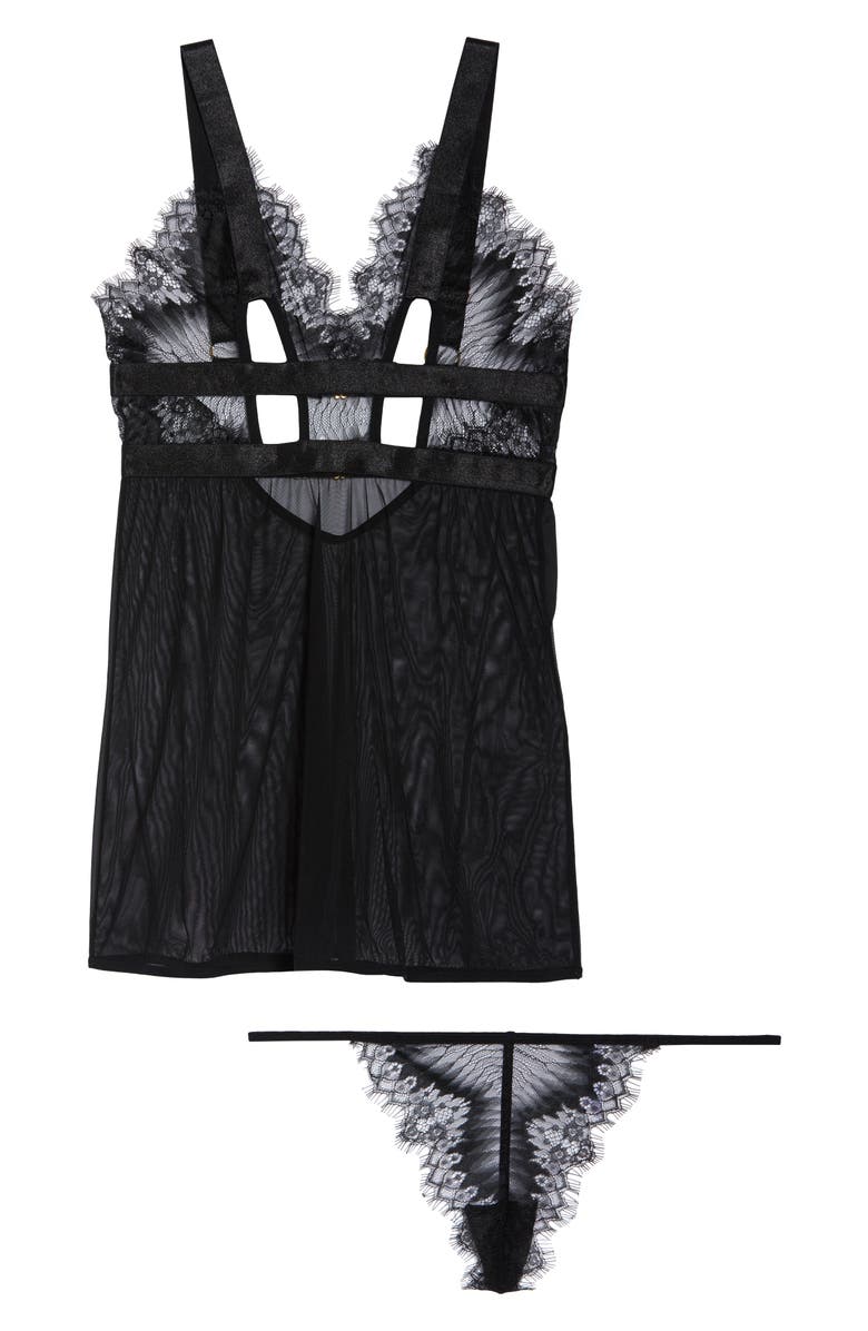 Oh La La Cheri Janet Babydoll Chemise & G-String Thong, Alternate, color,