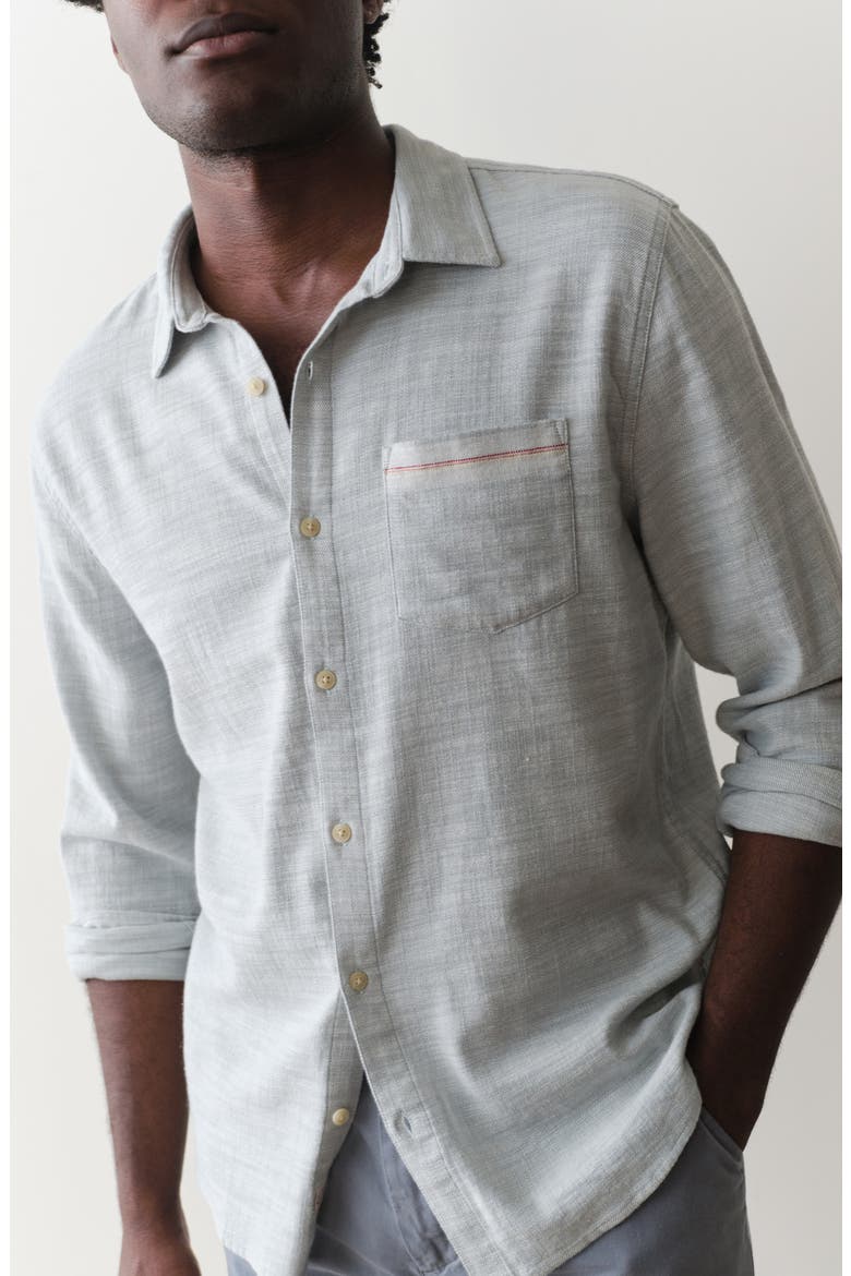Classic Selvage Stretch Cotton Button-Up Shirt, Alternate, color, AQUA