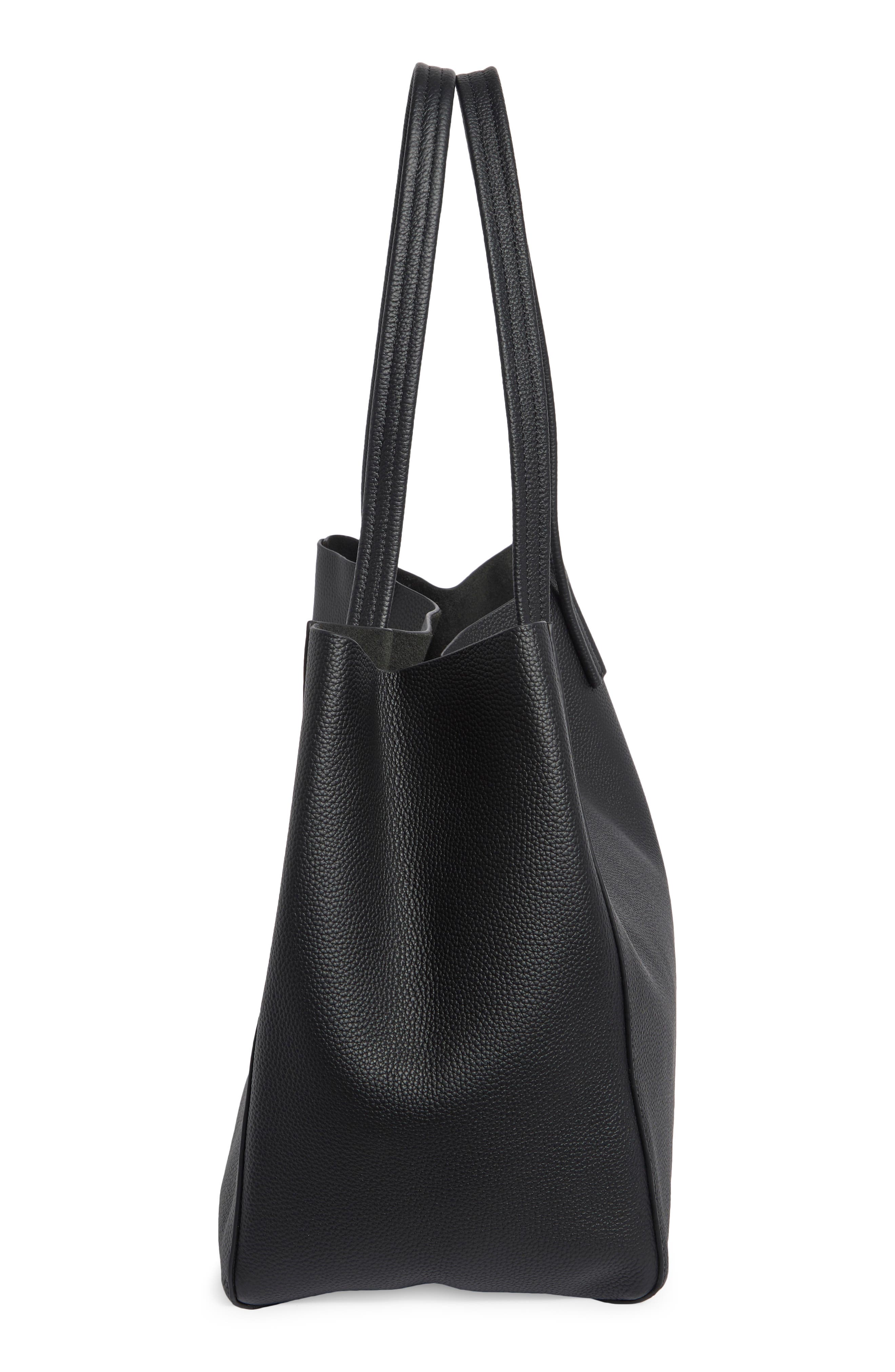 Jasmine Large Leather Tote, Alternate, color, BLACK